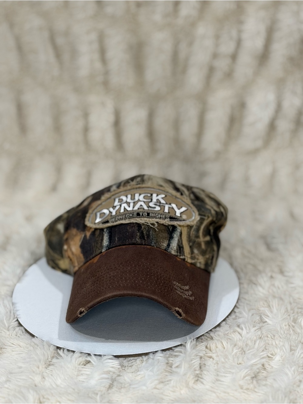 Duck Dynasty Men's Camo Hat with Brown Brim